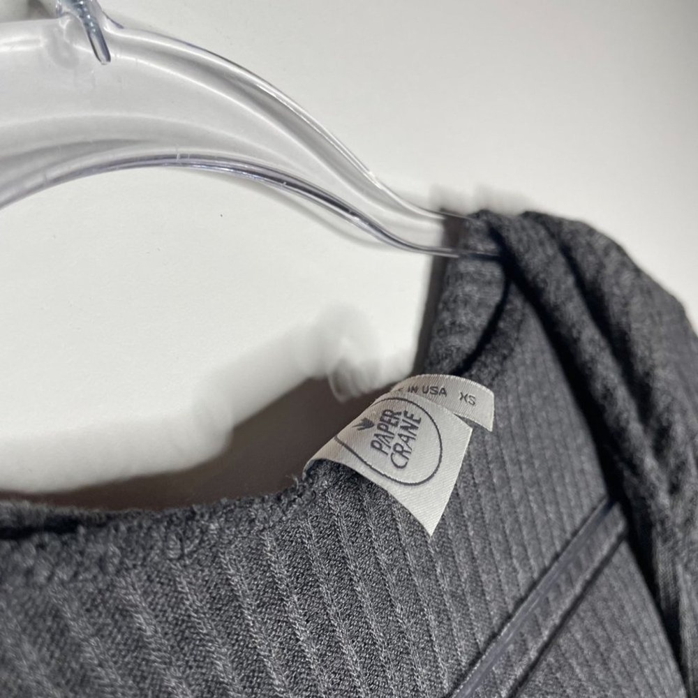 Paper Crane Charcoal Grey Waffle Knit Hooded Open Front Duster Cardigan XS - Picture 3 of 9